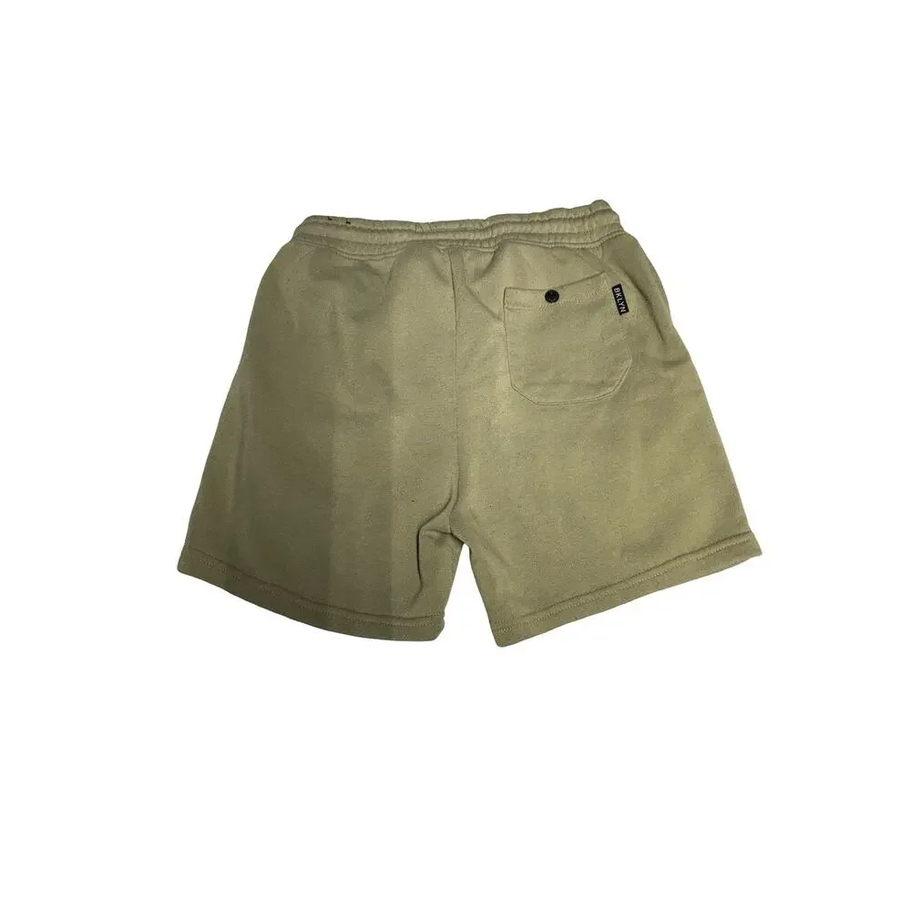 Brooklyn Cloth Olive Fleece Sweat Shorts Mens Small Drawstring Zip Pocket Casual